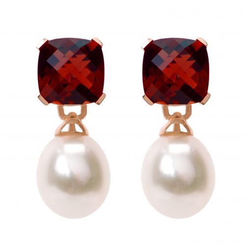 Oorhangers-Hyeres-Rose-goud-met-Rood-500x500